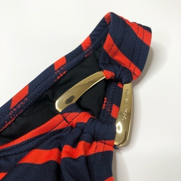 NEW Michael Micheal Kors Maillot Red Navy Striped One Shoulder Nautical Swimsuit - Picture 6 of 15
